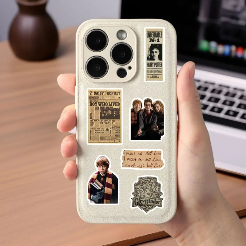 Lot de 8 Stickers Découpés Harry Potter Warner Bros. – Style Vintage Cartoon – Autocollants Imperméables DIY Graffiti Décoratifs