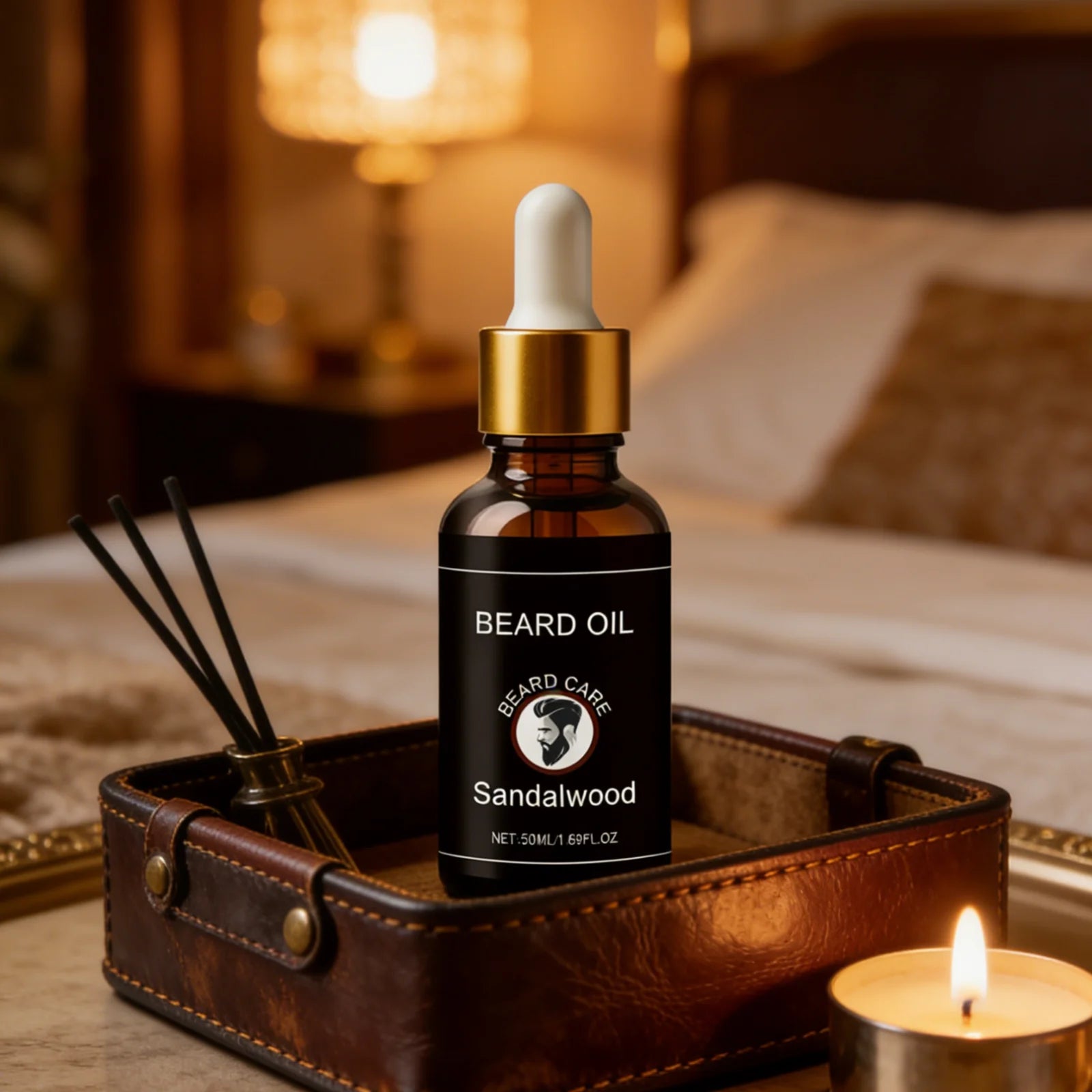 Huile à Barbe au Bois de Santal – Nourrissante & Hydratante, Renforce les Follicules, Adoucit la Barbe, 50ml