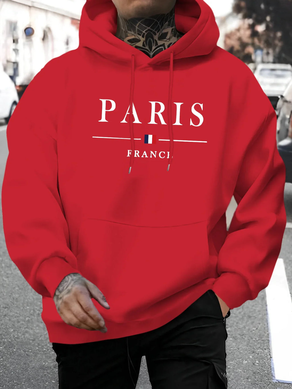 Sweat-shirt à capuche à manches longues pour hommes, mode décontractée,ample,motif de lettres de Paris imprimé,pull chaud automn