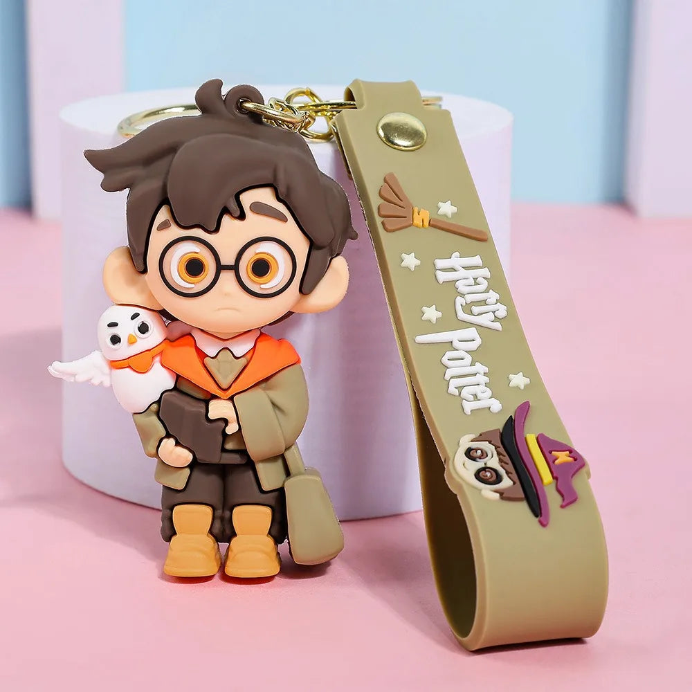 2026 New Harry Potter High-Quality 3D Silicone Keychain Set Harry Hermione Ron Draco Figure Bag Charm Backpack Pendant Car Key