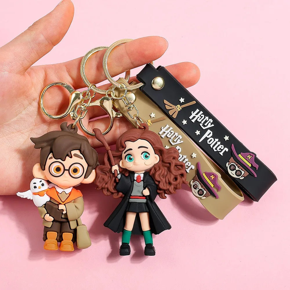 2026 New Harry Potter High-Quality 3D Silicone Keychain Set Harry Hermione Ron Draco Figure Bag Charm Backpack Pendant Car Key