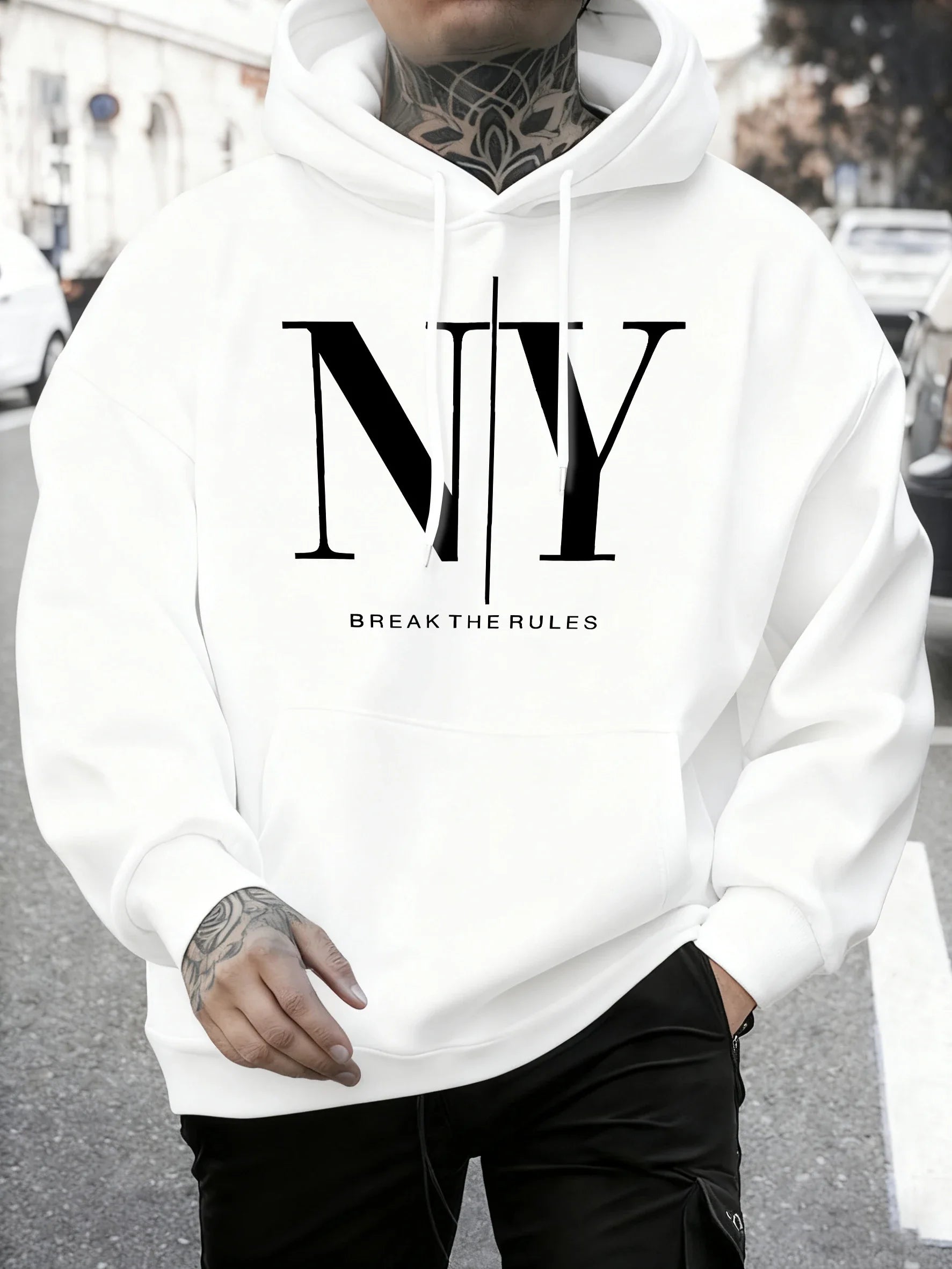 Break The Rules Yes No Imprime automne polaire sweats hommes doux Jogging à capuche rue confortable pulls Sport vêtements de Spo