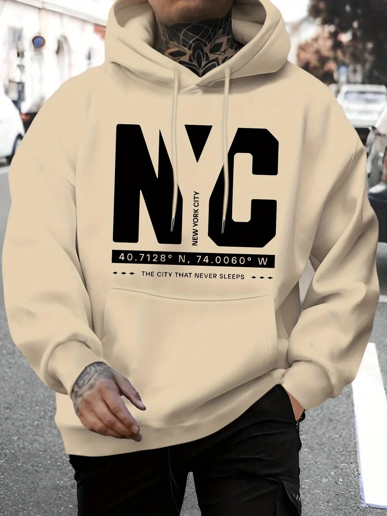 Sweat-shirt à capuche à manches longues pour hommes, mode décontractée, ample et confortable, avec lettres imprimées, pull chaud