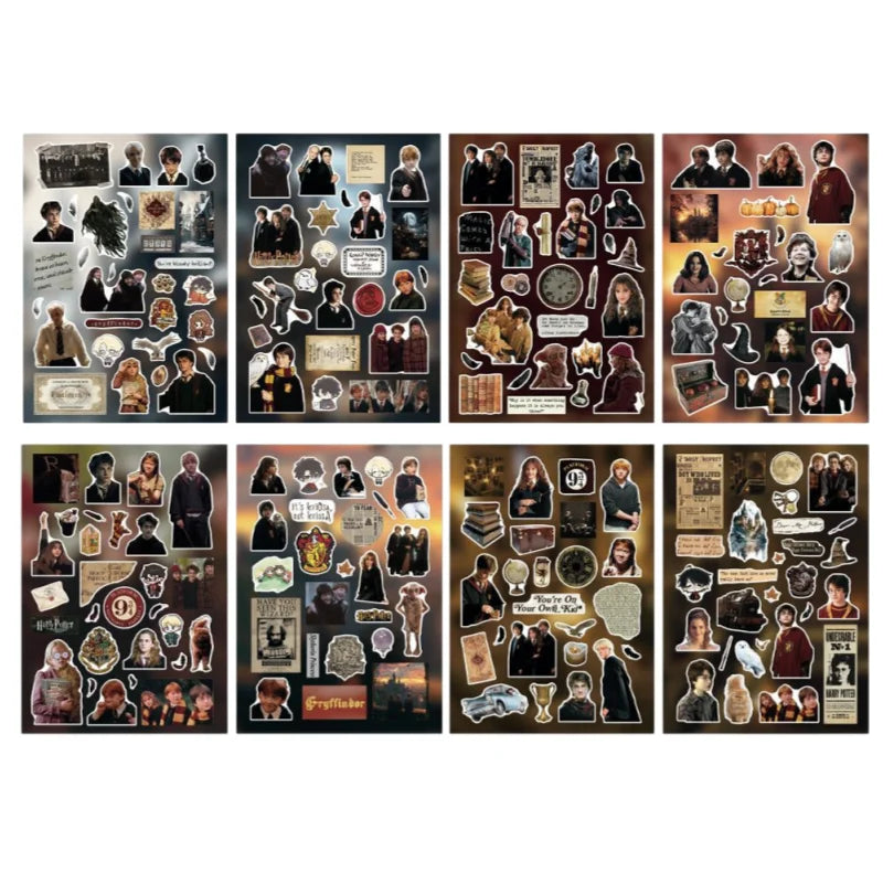 Lot de 8 Stickers Découpés Harry Potter Warner Bros. – Style Vintage Cartoon – Autocollants Imperméables DIY Graffiti Décoratifs