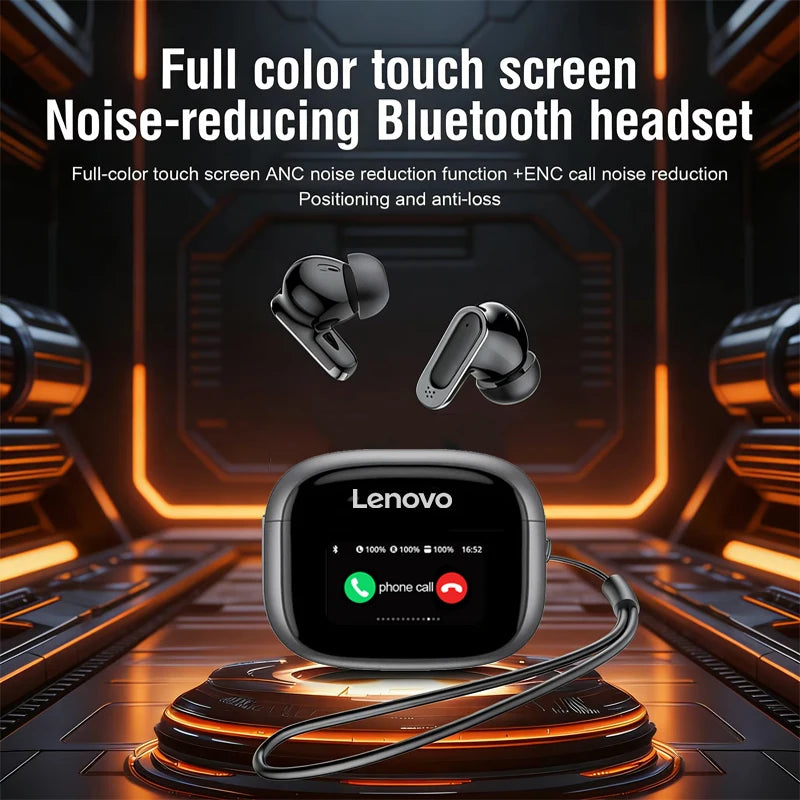 Écouteurs Sans Fil Lenovo V11 TWS – Écran Tactile, Affichage Digital, Bluetooth, Réduction de Bruit ANC, avec Micro