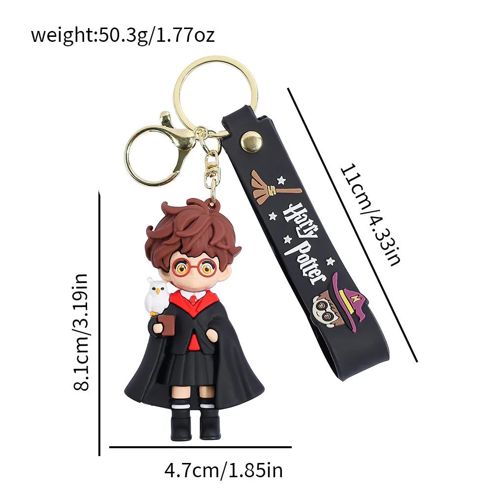 2026 New Harry Potter High-Quality 3D Silicone Keychain Set Harry Hermione Ron Draco Figure Bag Charm Backpack Pendant Car Key