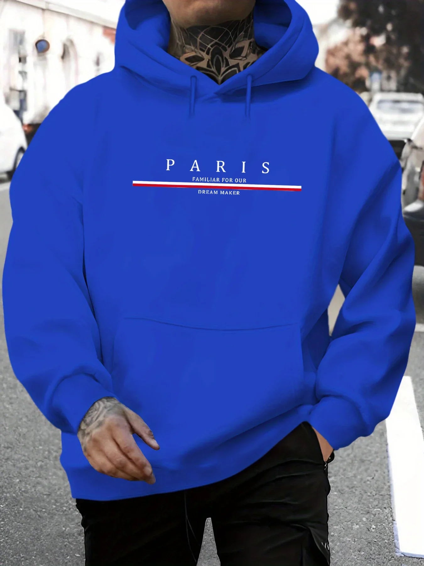Sweat-shirt à capuche ample pour hommes, décontracté, à la mode, avec lettres de Paris imprimées, pull chaud à manches longues,