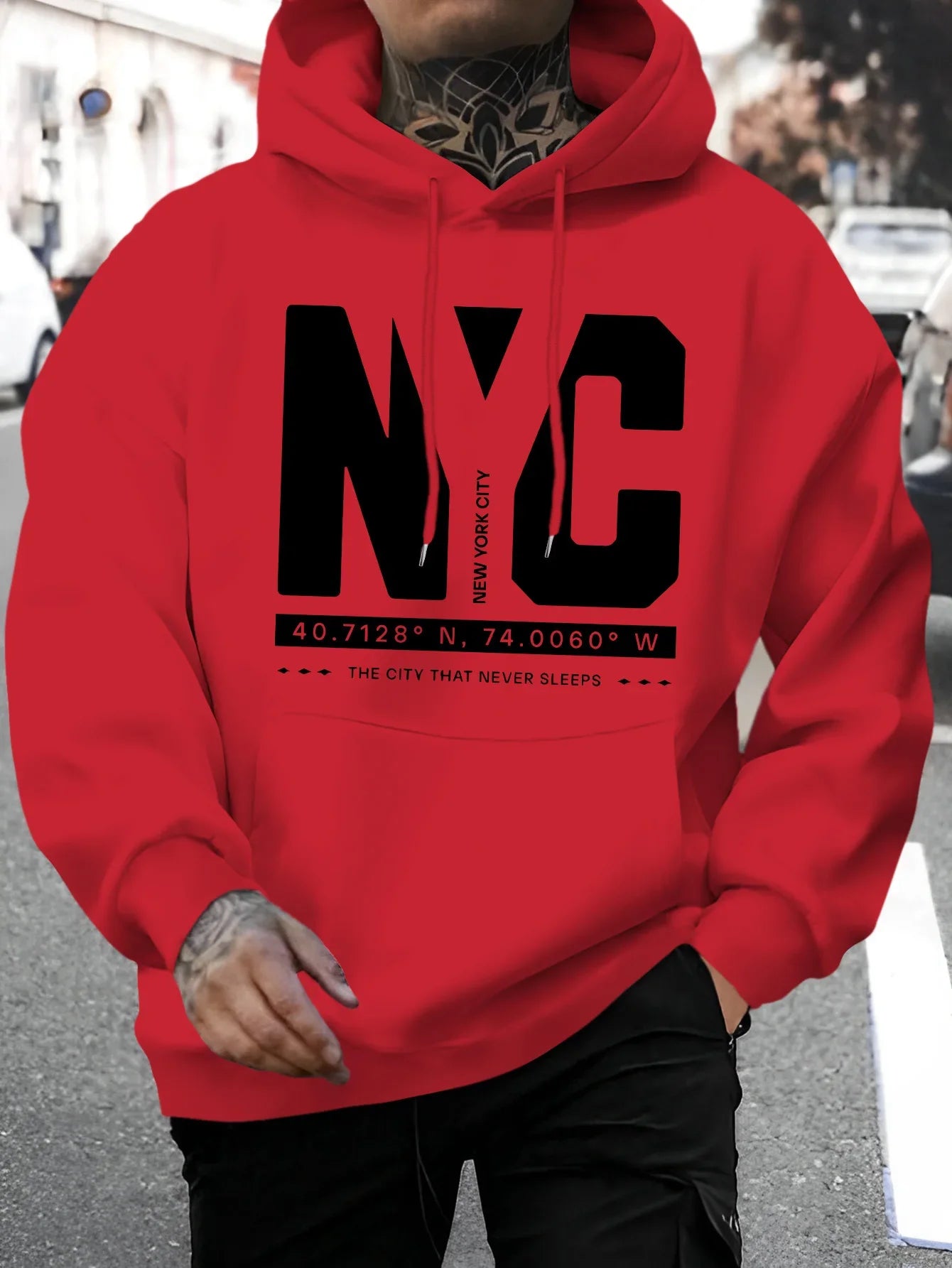 Sweat-shirt à capuche à manches longues pour hommes, mode décontractée, ample et confortable, avec lettres imprimées, pull chaud