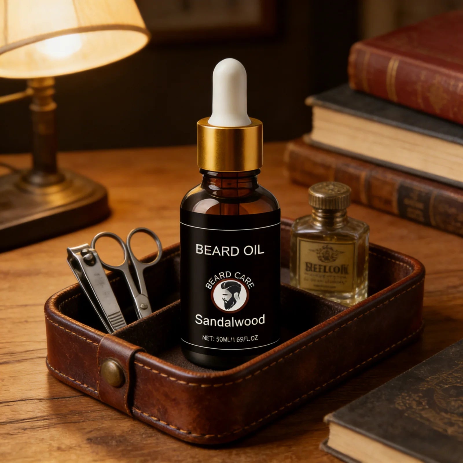 Huile à Barbe au Bois de Santal – Nourrissante & Hydratante, Renforce les Follicules, Adoucit la Barbe, 50ml