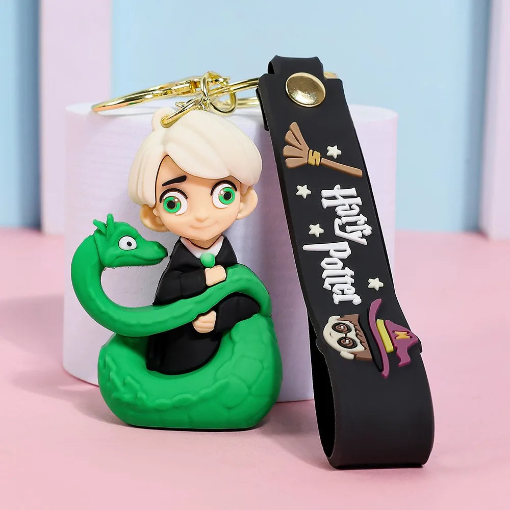2026 New Harry Potter High-Quality 3D Silicone Keychain Set Harry Hermione Ron Draco Figure Bag Charm Backpack Pendant Car Key