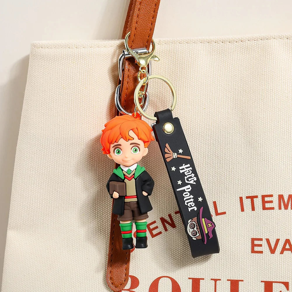 2026 New Harry Potter High-Quality 3D Silicone Keychain Set Harry Hermione Ron Draco Figure Bag Charm Backpack Pendant Car Key