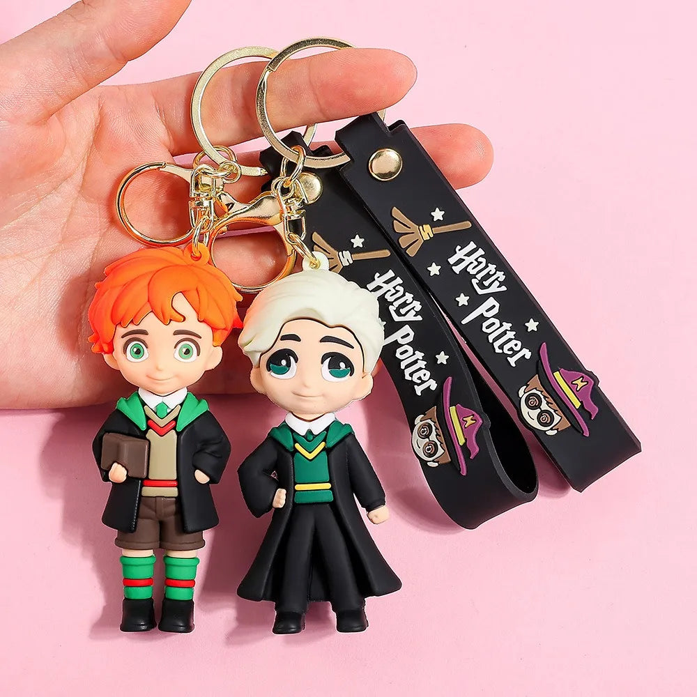 2026 New Harry Potter High-Quality 3D Silicone Keychain Set Harry Hermione Ron Draco Figure Bag Charm Backpack Pendant Car Key