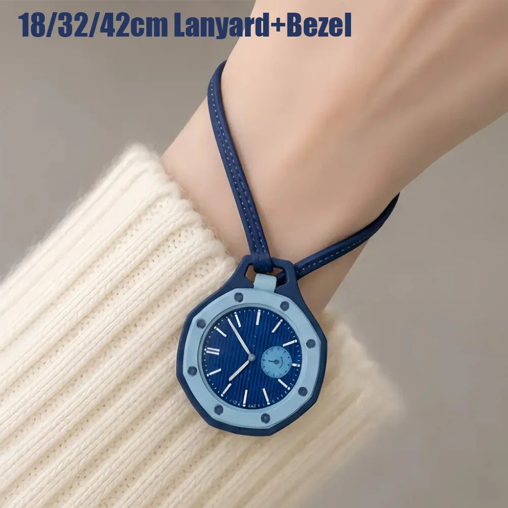 18/32/42cm Length rope For royal pop swatch,Bioceramic Octagonal Bezel+calf Leather Lanyard,for Swatch Audemars Piguet X Ap
