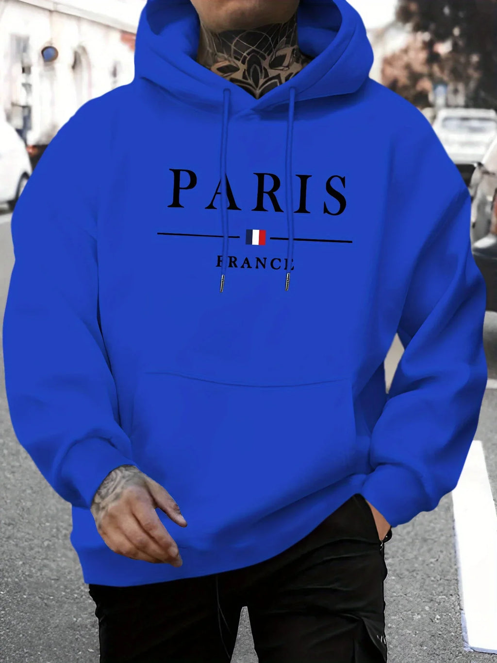 Sweat-shirt à capuche à manches longues pour hommes, mode décontractée,ample,motif de lettres de Paris imprimé,pull chaud automn