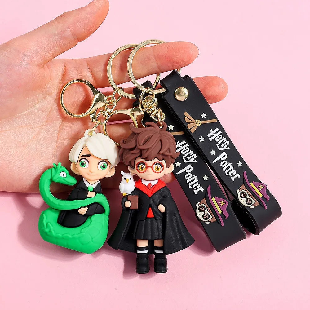 2026 New Harry Potter High-Quality 3D Silicone Keychain Set Harry Hermione Ron Draco Figure Bag Charm Backpack Pendant Car Key