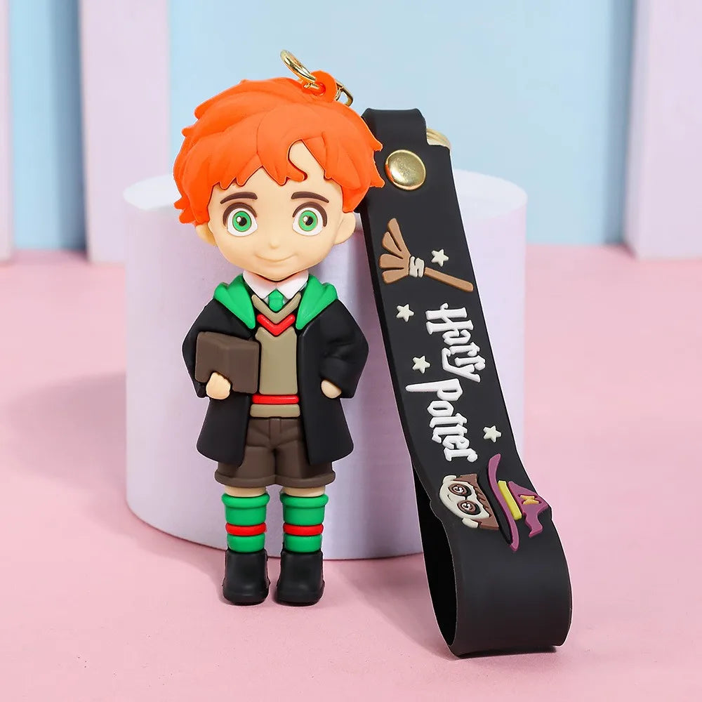 2026 New Harry Potter High-Quality 3D Silicone Keychain Set Harry Hermione Ron Draco Figure Bag Charm Backpack Pendant Car Key