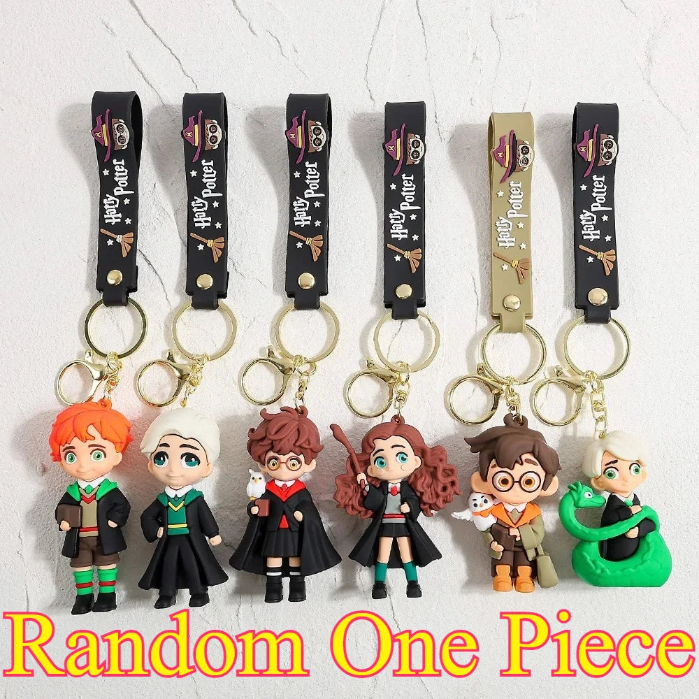 2026 New Harry Potter High-Quality 3D Silicone Keychain Set Harry Hermione Ron Draco Figure Bag Charm Backpack Pendant Car Key