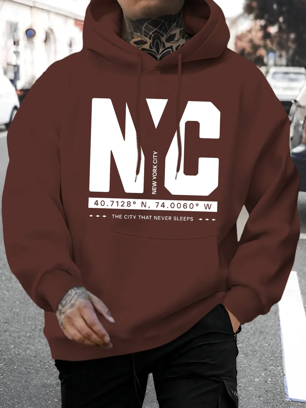 Sweat-shirt à capuche à manches longues pour hommes, mode décontractée, ample et confortable, avec lettres imprimées, pull chaud