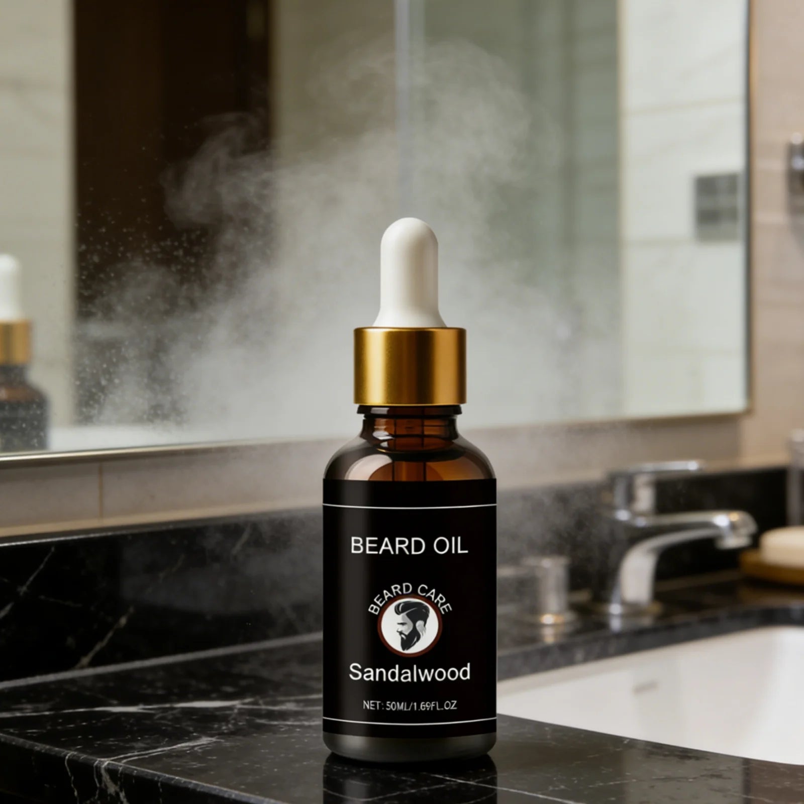 Huile à Barbe au Bois de Santal – Nourrissante & Hydratante, Renforce les Follicules, Adoucit la Barbe, 50ml