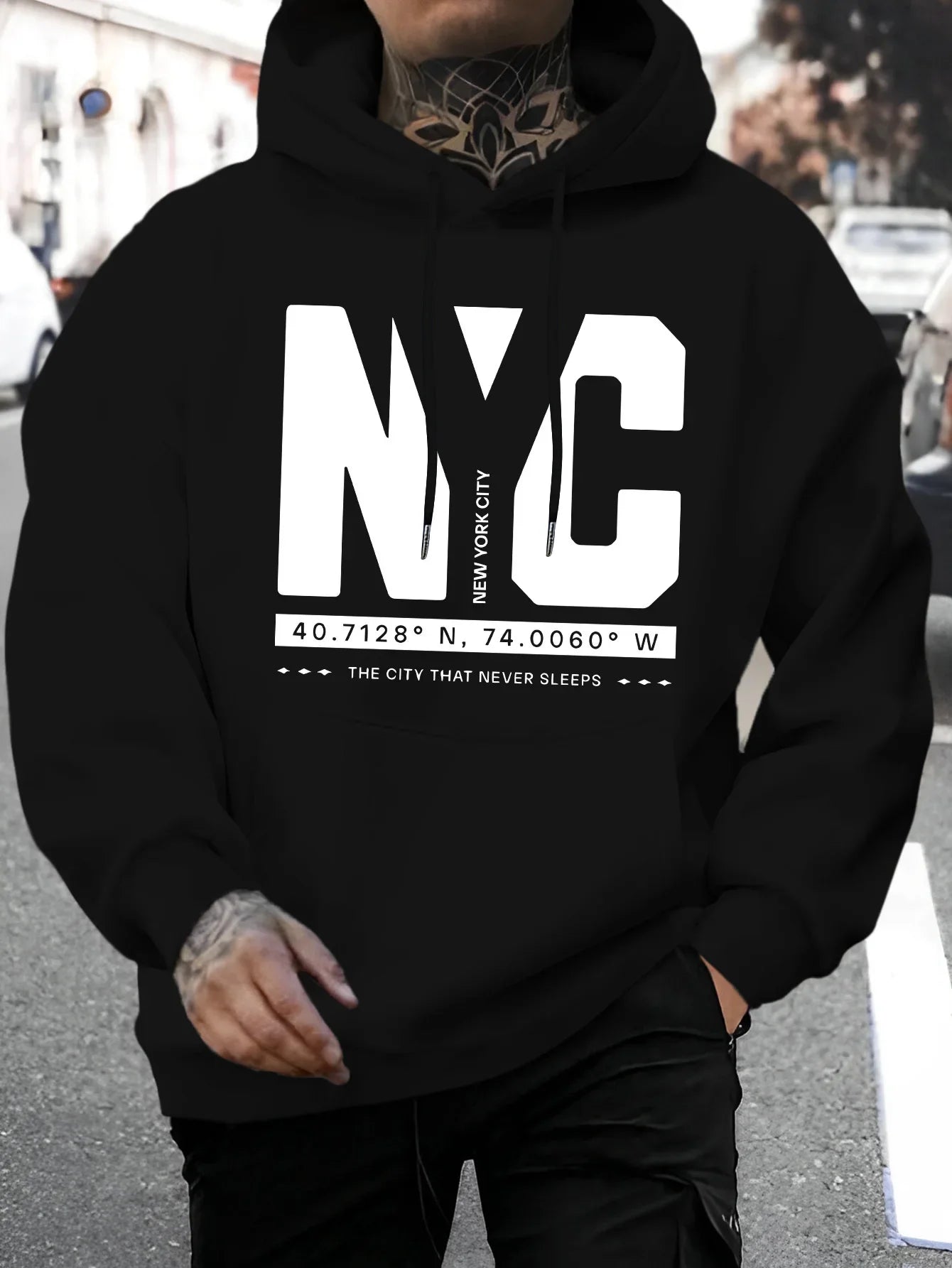 Sweat-shirt à capuche à manches longues pour hommes, mode décontractée, ample et confortable, avec lettres imprimées, pull chaud