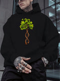Sweat à Capuche Noir – Pull Streetwear Doux avec Motif Fusion Science & Nature pour l’Automne/Hiver