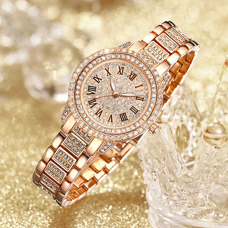 Montre Femme de Luxe Ornée de Cristaux – Élégance et Raffinement au Quotidien