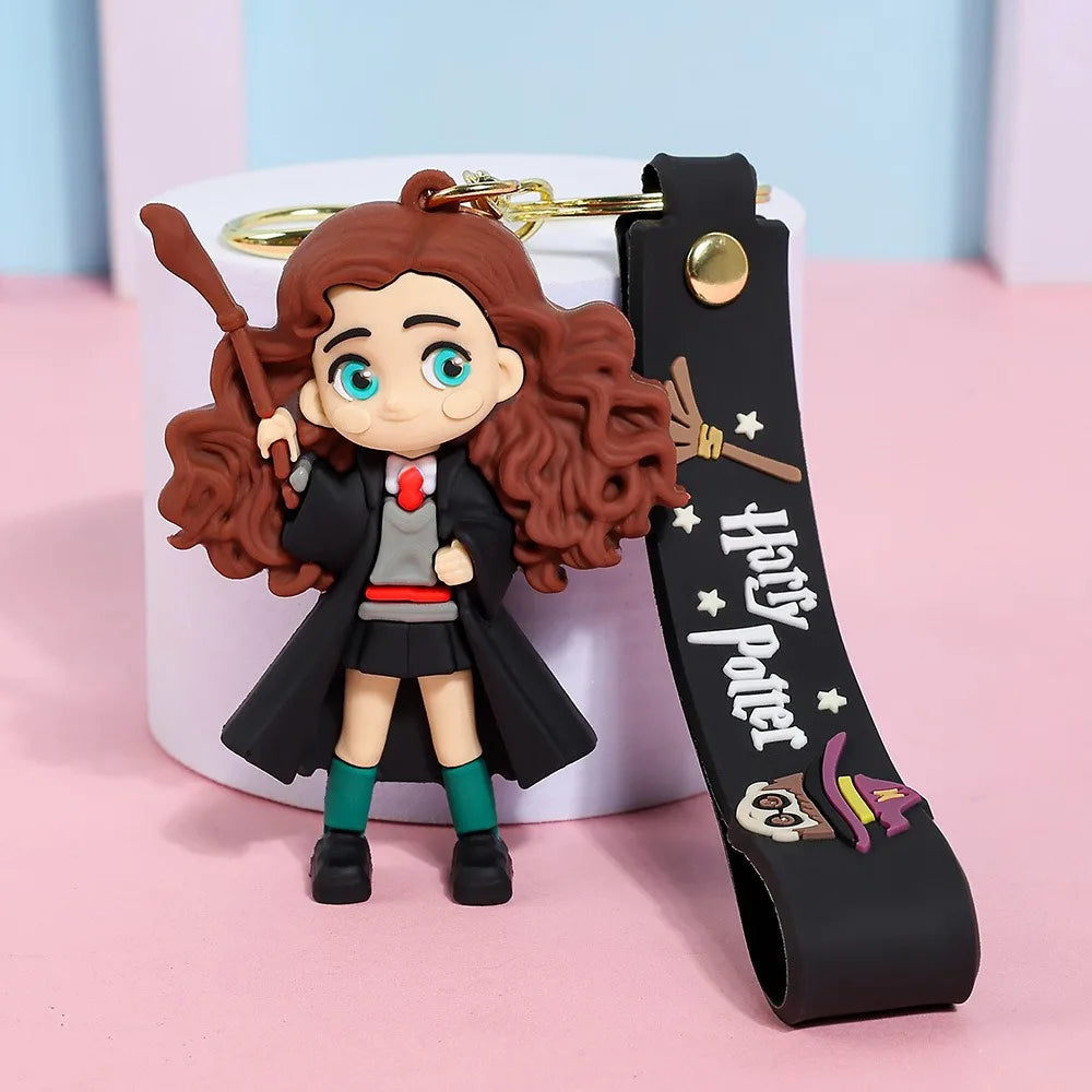 2026 New Harry Potter High-Quality 3D Silicone Keychain Set Harry Hermione Ron Draco Figure Bag Charm Backpack Pendant Car Key