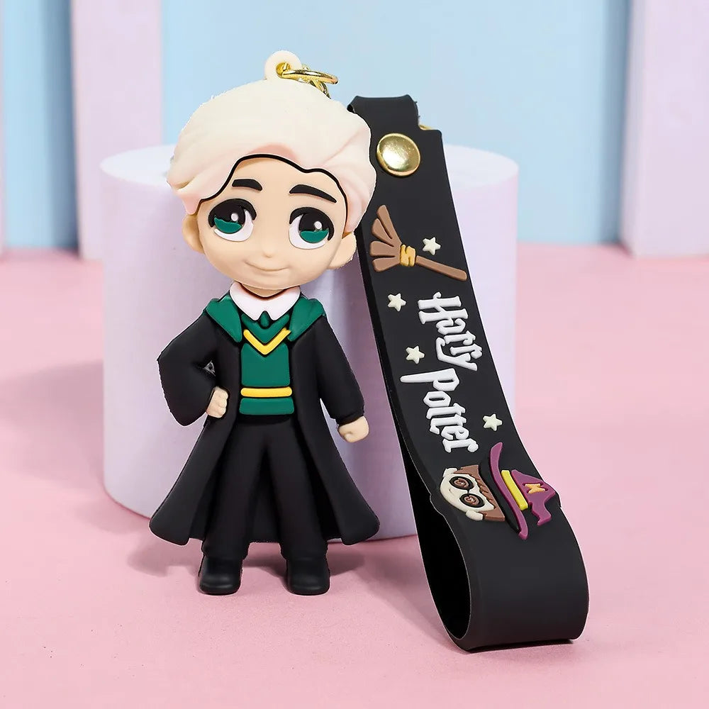 2026 New Harry Potter High-Quality 3D Silicone Keychain Set Harry Hermione Ron Draco Figure Bag Charm Backpack Pendant Car Key