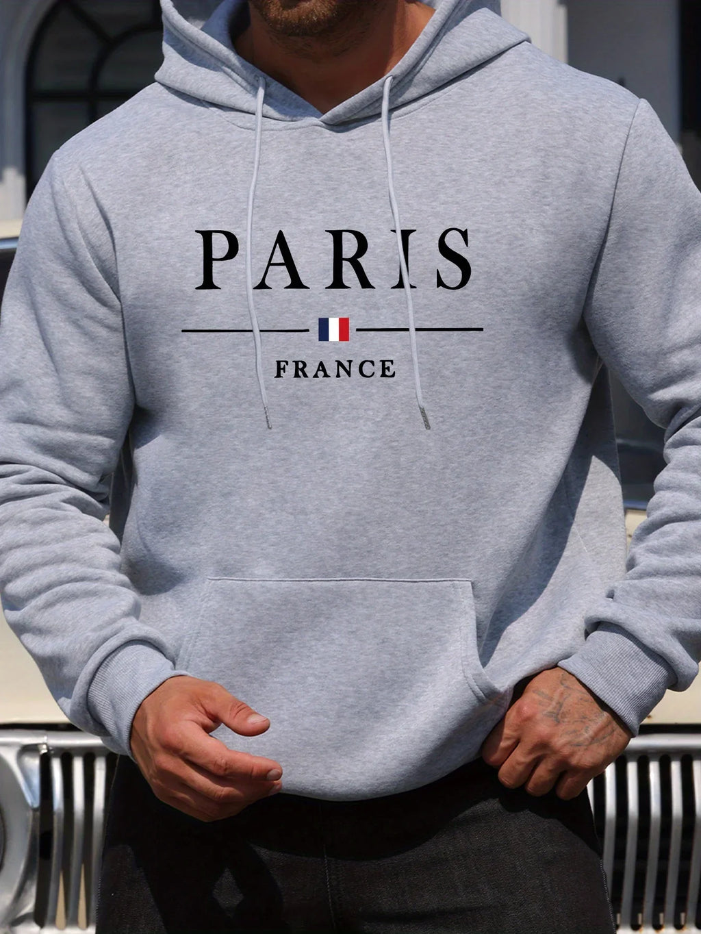 Sweat-shirt à capuche à manches longues pour hommes, mode décontractée,ample,motif de lettres de Paris imprimé,pull chaud automn