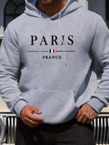 Sweat-shirt à capuche à manches longues pour hommes, mode décontractée,ample,motif de lettres de Paris imprimé,pull chaud automn